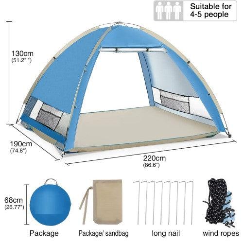 Large Pop Up Tent, UV Protection, Lightweight, Waterproof, Foldable Outdoor Indoor Beach Camping Tent for 4-5 Persons - Toytexx Large Pop Up Tent, UV Protection, Lightweight, Waterproof, Foldable Outdoor Indoor Beach Camping Tent for 4-5 Persons - Toytexx